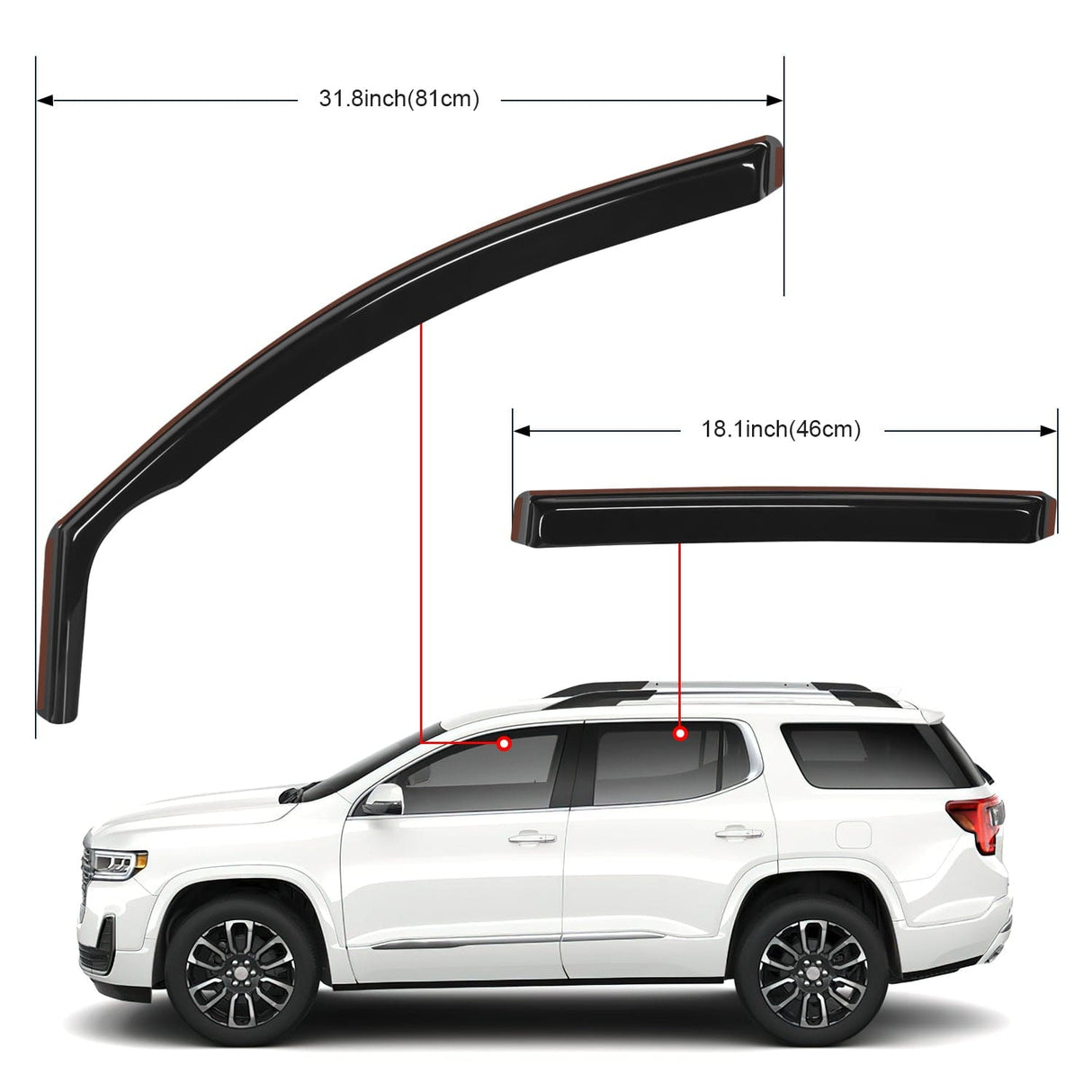 Rain Guards Window Rain Guards for GMC Acadia 2017 2018 2019 2020 2021 2022 2023 Window Deflectors, Vent Window Visors-4 Pieces