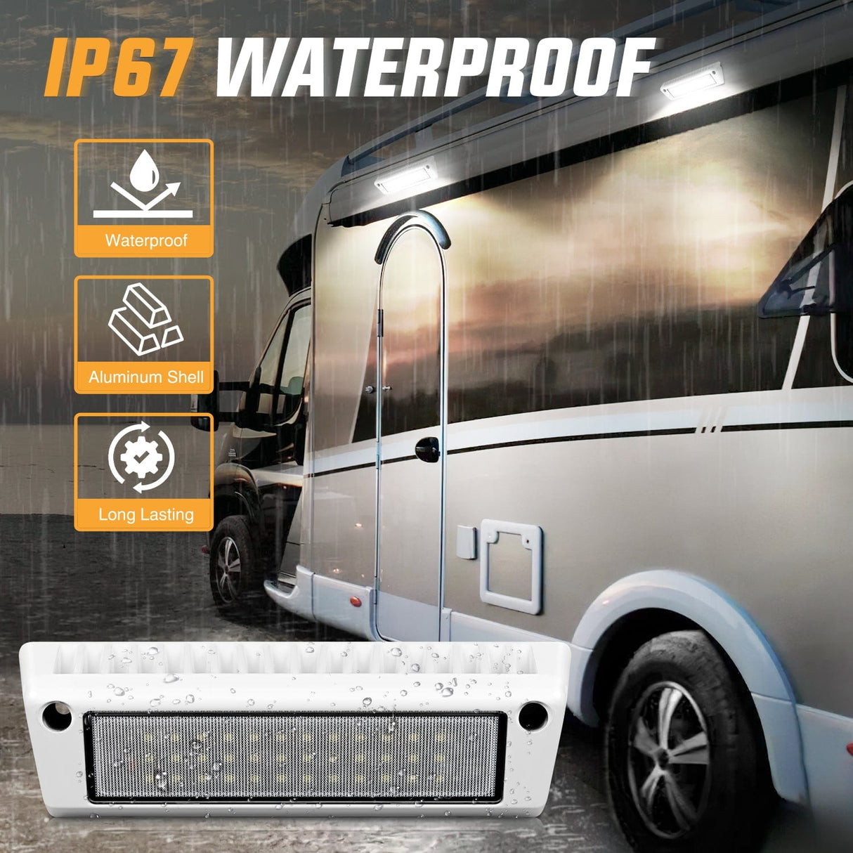 Area Lights RV Exterior Light 2PCS 9 Inch White Beam Porch Lights White Aluminum