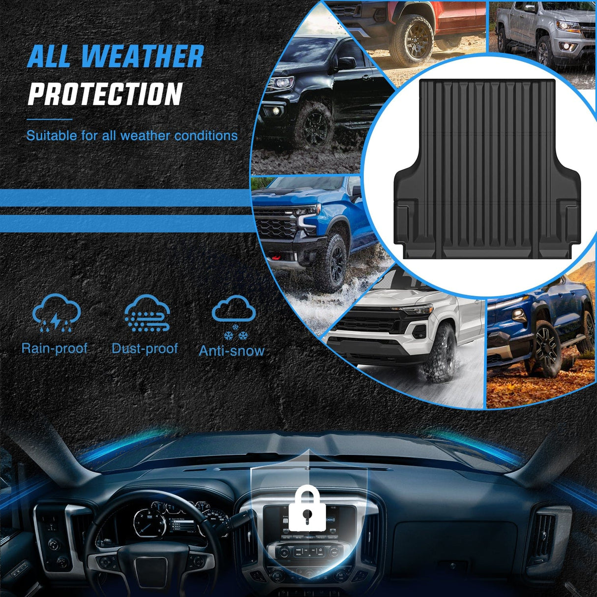 Truck Bed Mat 5ft Rubber Short Bed For 2022 2023 2024 Nissan Frontier