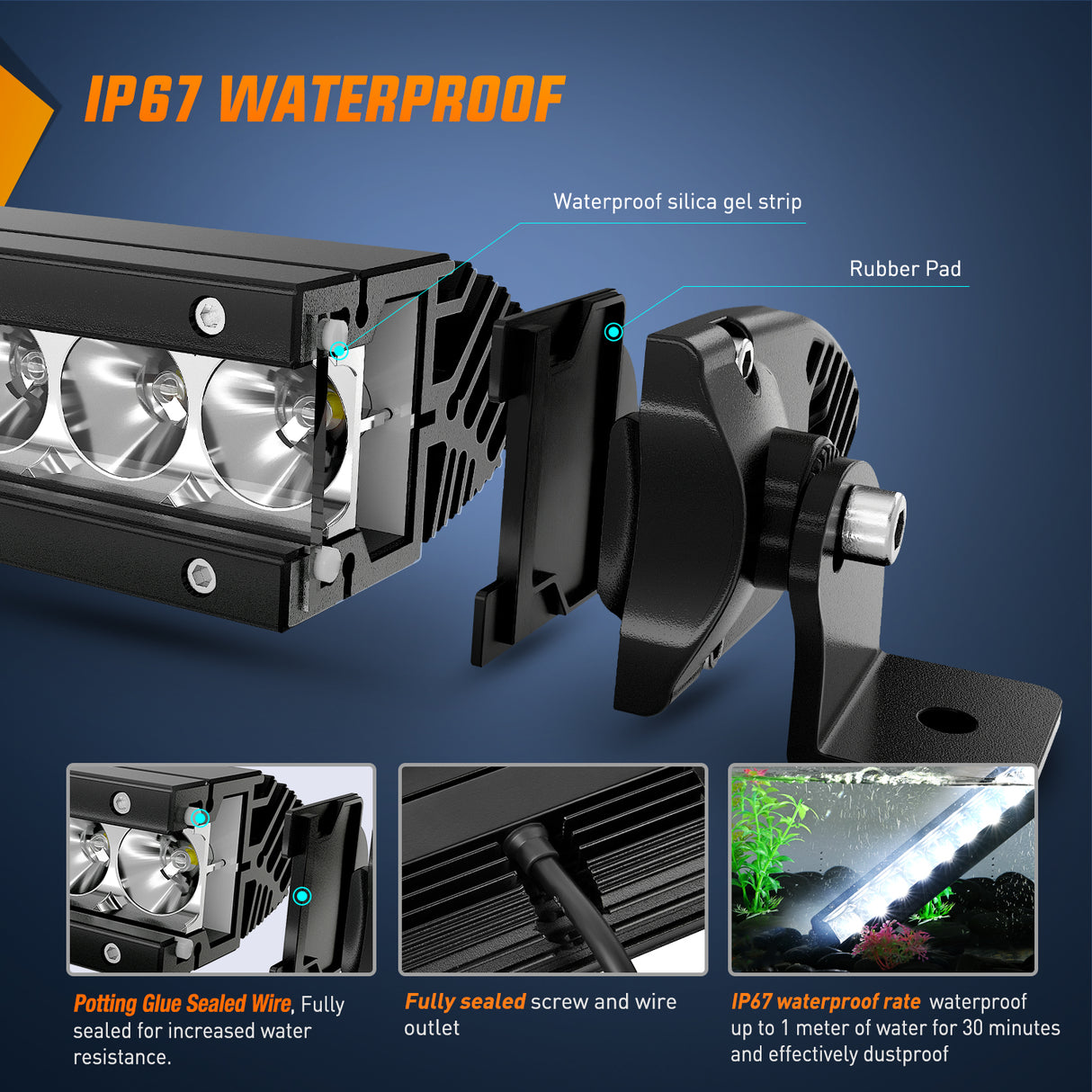 LED Light Bar LED Light Bar 21inch 100W Spot Flood Combo Super Slim 9000LM Off Road 3D LED Driving Off Road Lights with Wiring Harness Kit-1 Lead for Trucks Pickup SUV ATV UTV Boat 4x4 Van Camper