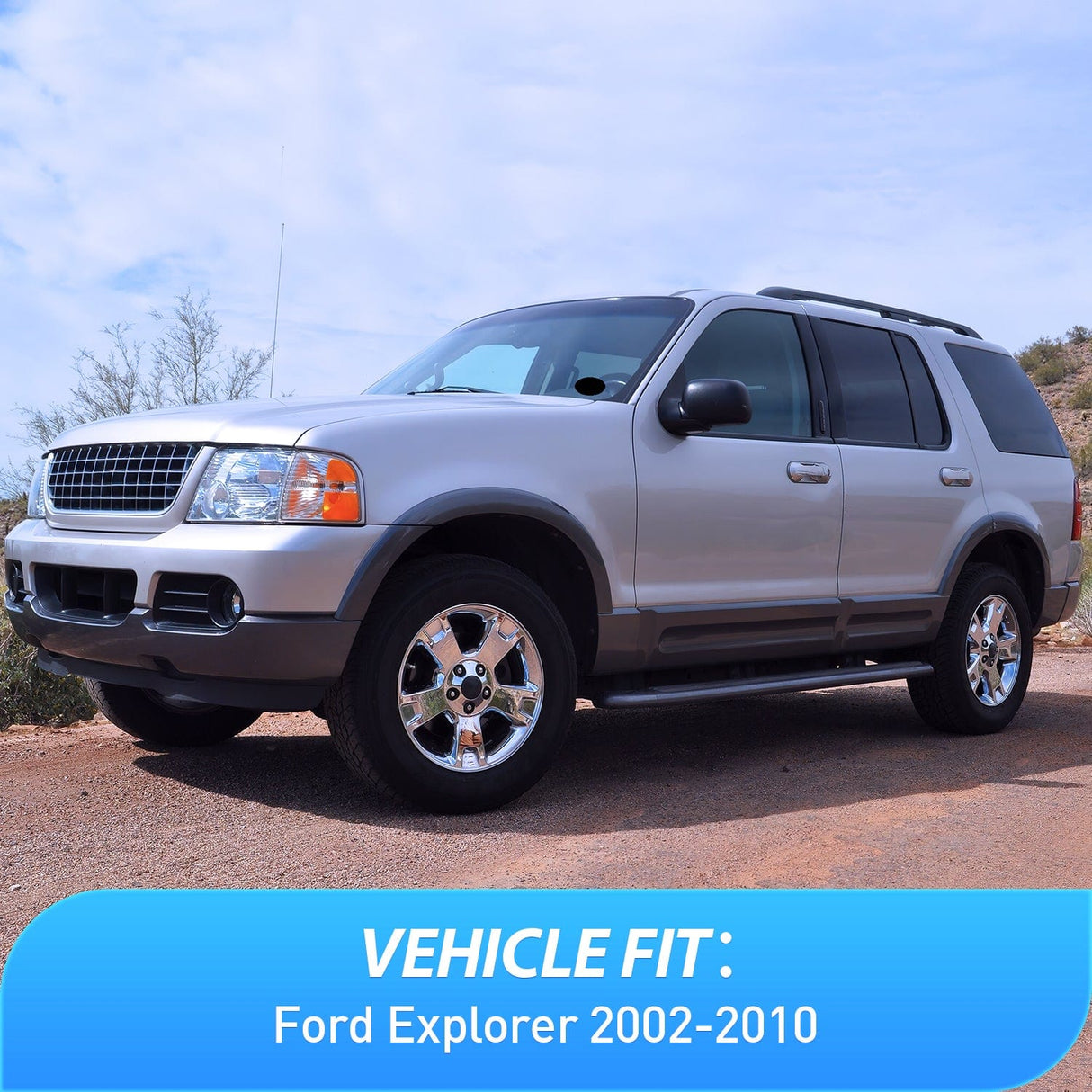 Rain Guards Tape-On Rain Guards for Ford Explorer 2002 2003 2004 2005 2006 2007 2008 2009 2010, Window Visors Vent Wind Deflectors-4PCS