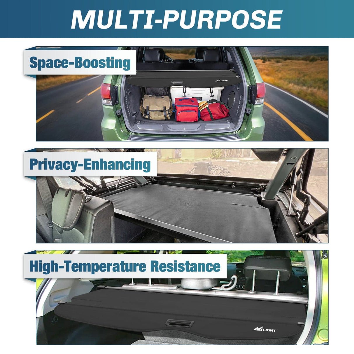 Trunk Cargo Cover Trunk Cargo Cover with Storage Net for Jeep Grand Cherokee Accessories 2011-2021