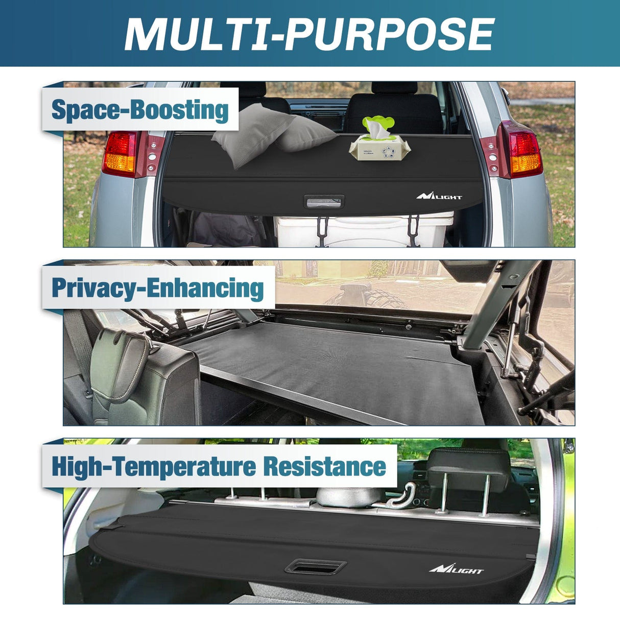 Trunk Cargo Cover Trunk Cargo Cover with Storage Net for Toyota RAV4 Accessories 2013-2018