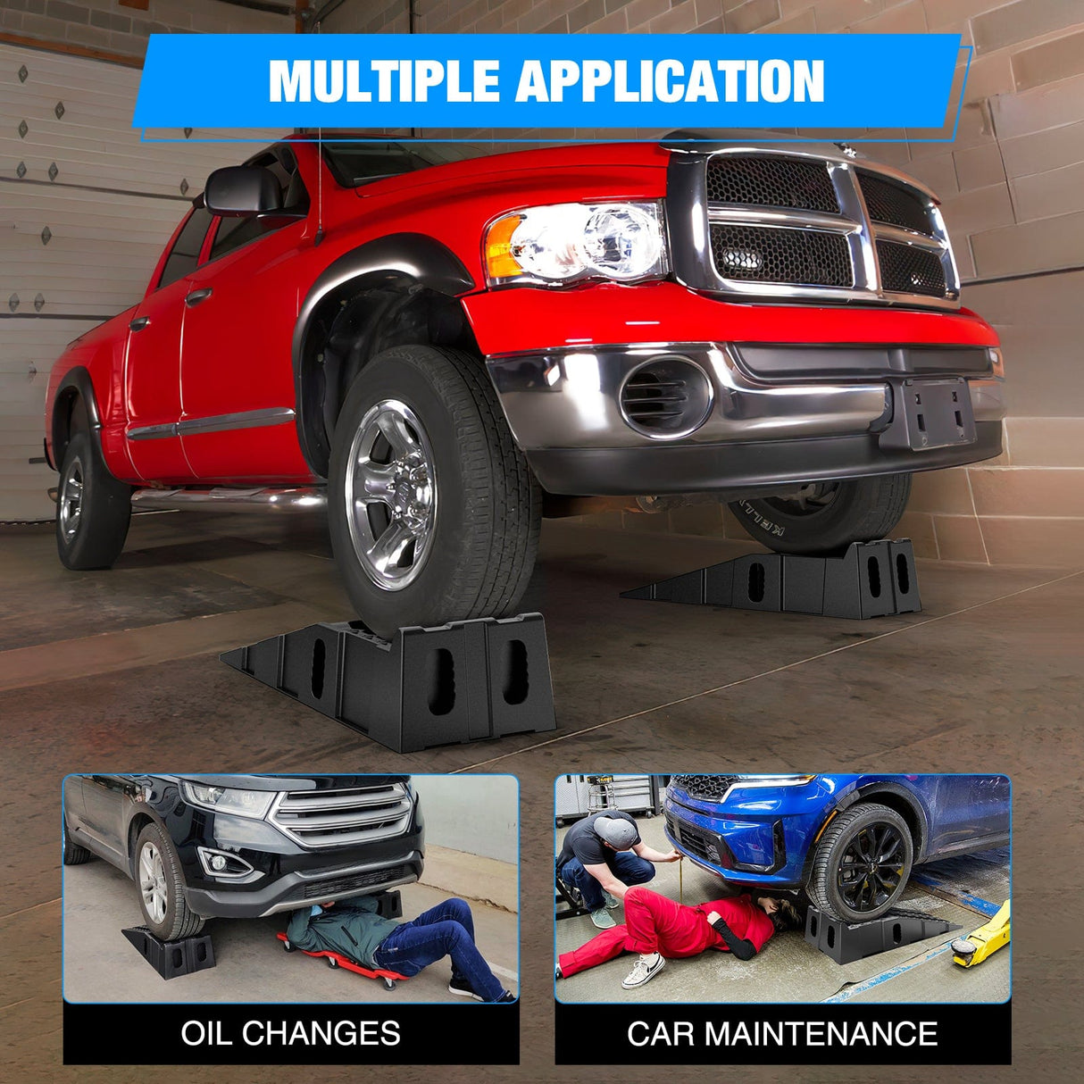 Curb Ramp 6.7Inch Lift Heavy Duty Truck Ramps 16000lb Capacity Portable Service Ramps