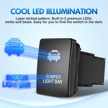 Rocker Switch Toyota Bumper Light Bar Push Button Square Switch 12V ON Off Switch with Connector Wire Kit