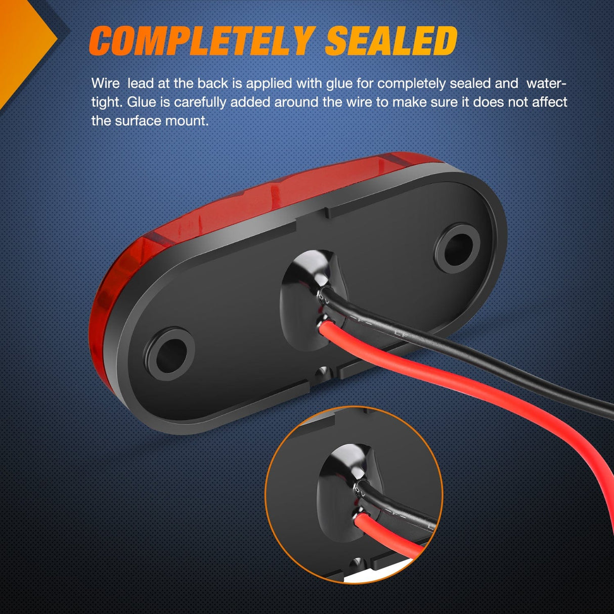 Side Marker Clearance Lights 2.5Inch Oval Red Amber 2 Diode LED Side Marker Light 20PCS