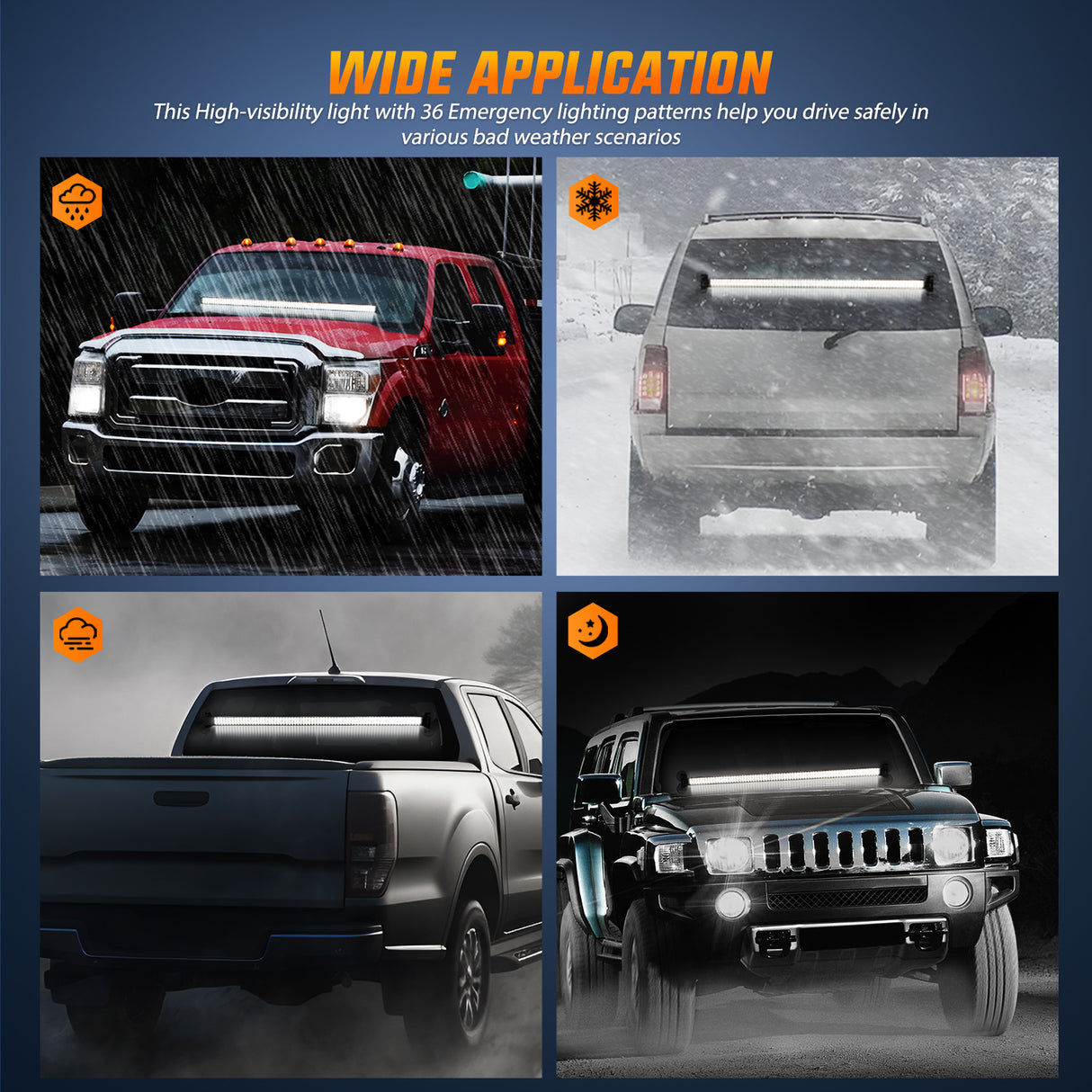 Nilight 144LED Traffic Advisor Strobe Light Bar with Controller White Emergency Warning Lights Hazard Interior Front/Rear Windshield Flashing for Cars Plow Trucks Construction Vehicles