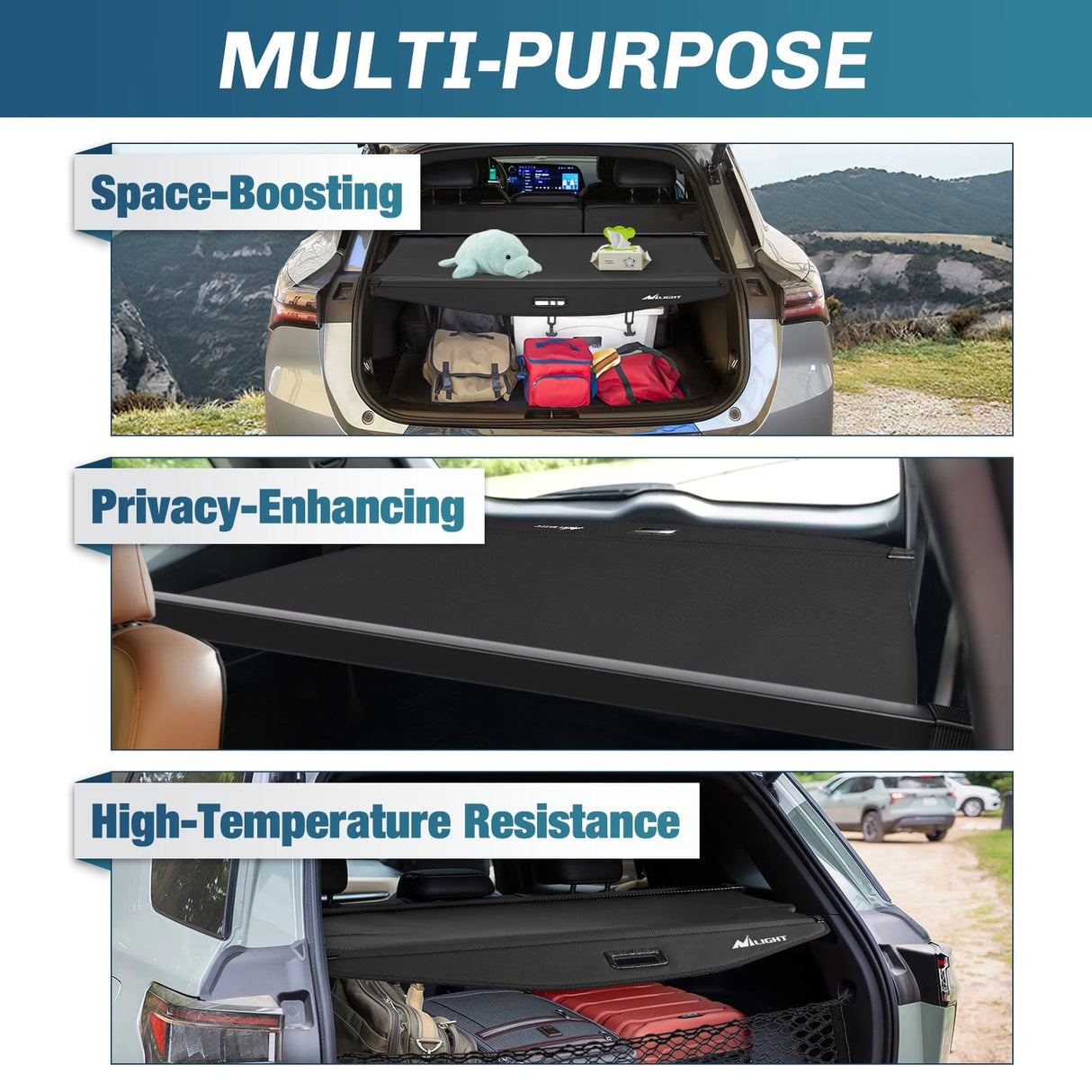 Trunk Cargo Cover 2018 2019 2020 2021 2022 2023 2024 Chevy Equinox GMC Terrain Retractable Trunk Cargo Cover With Trunk Storage Net