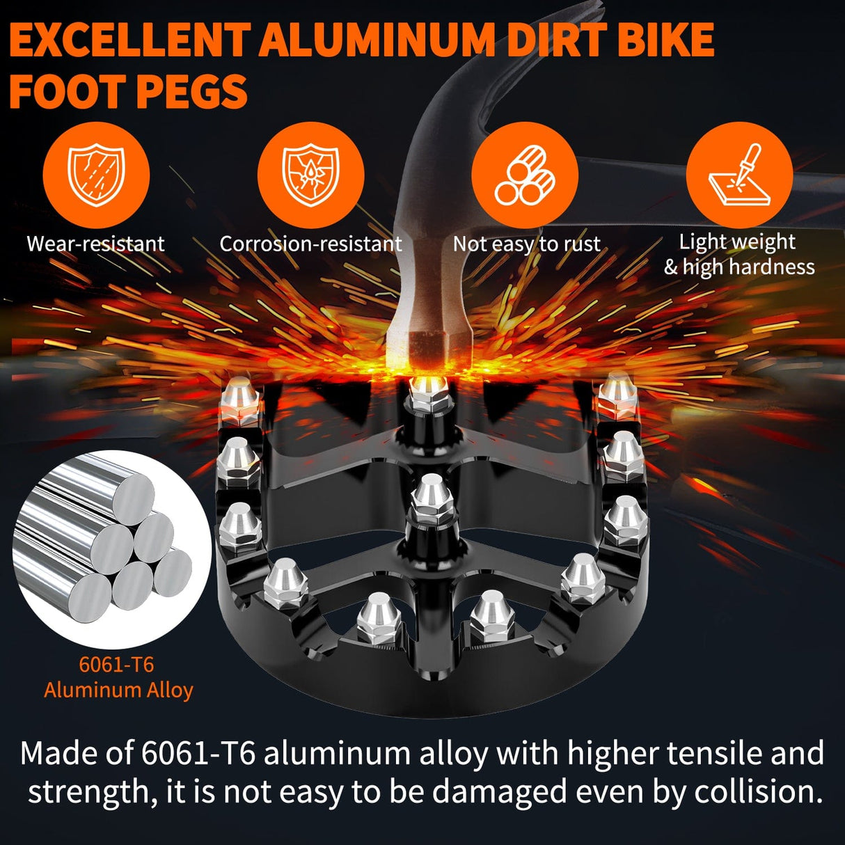 Motorcycle Foot Pegs Motorcycle Foot Pegs Dirt Bike Footpegs Fit for Surron Light Bee X/S E Ride Pro SS CRF150F CRF230F CRF250F X160 X260 KDX200 XR125L XR150L Heavy Duty CNC Foot Rests Pegs Pedal w Springs, Black