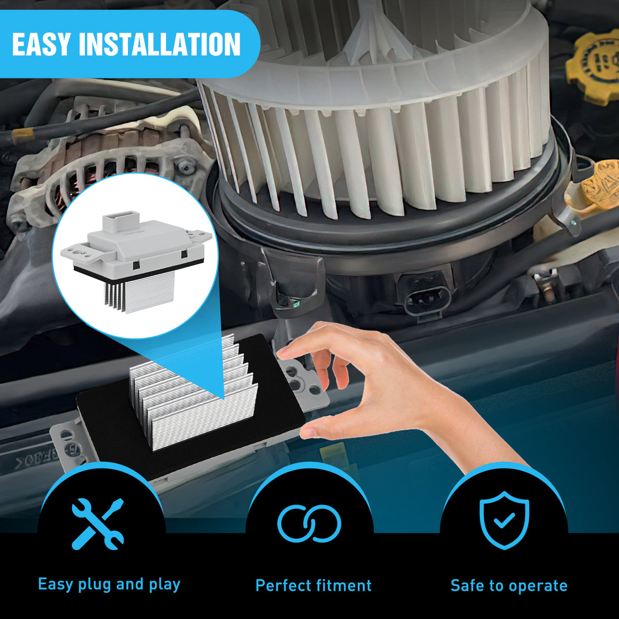 Nilight HVAC Blower Motor Resistor Complete Kit with Harness Fit for Chevy, GMC Vehicles - Silverado, Tahoe, Suburban, Sierra, Yukon XL Replaces 1581773, 89018778, 89019351, 19260762, 15-80567