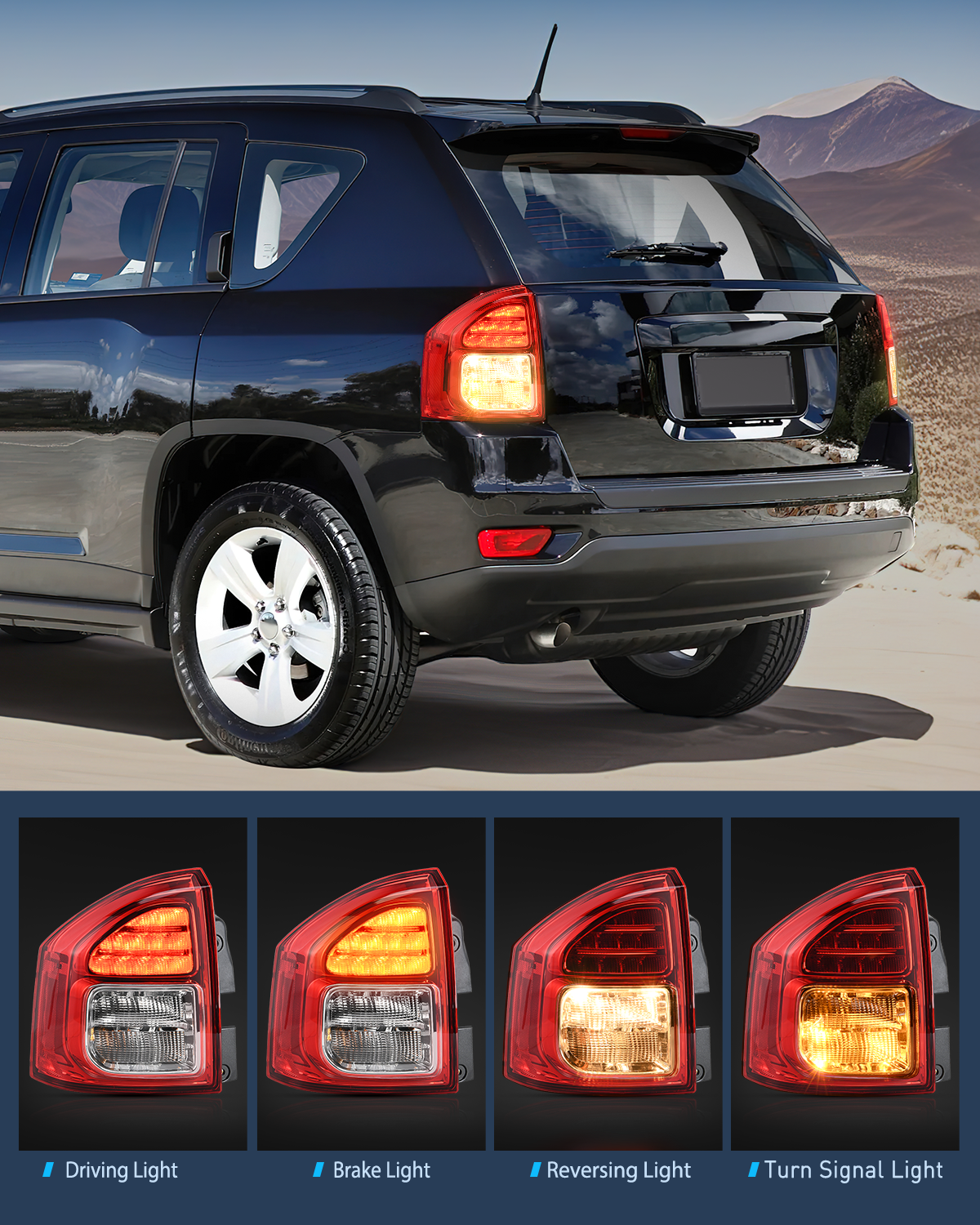 Nilight Taillight Assembly Compatible with 2011 2012 2013 Jeep Compass Tail Light OE Style Rear Lamp Replacement Driver Side w/Bulbs