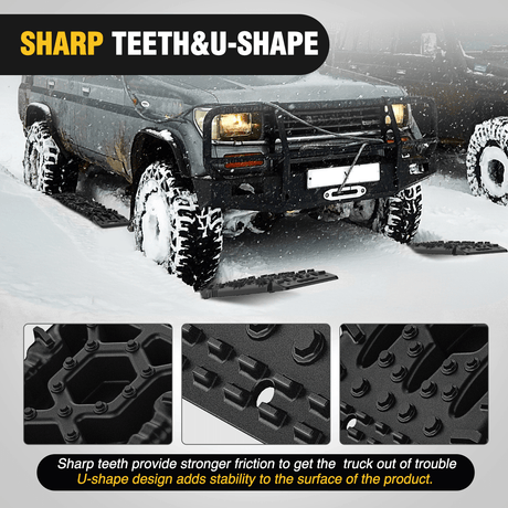 Traction Boards Off-Road Recovery Traction Boards For 4WD 4X4 with Jack Lift & Carry Bag (Black)