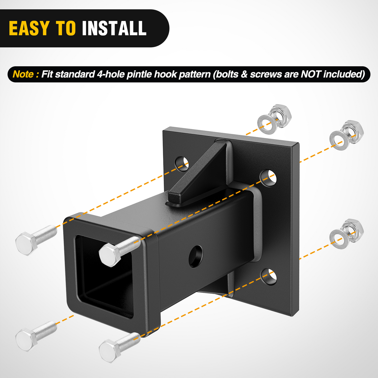 Nilight Bolt-On Receiver Tube Adapter 2 Inch Openning Bumper Trailer Hitch Receiver Universal Towever Hitch Extender Hitch Accessories for Tractor Lawn Mower Utility Trailer, 2 Years Warranty