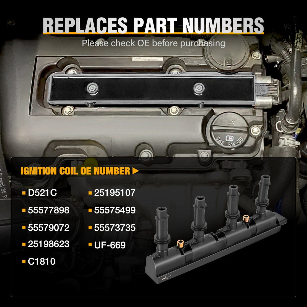 ignition coil pack Ignition Coil Pack UF669 Fit for Chevy Cruze Sonic Trax Volt Cadillac ELR Buick Encore 20112012 2013 2014 2015, 2016 2017 2018 1.4L D521C 55577898 55579072 25198623