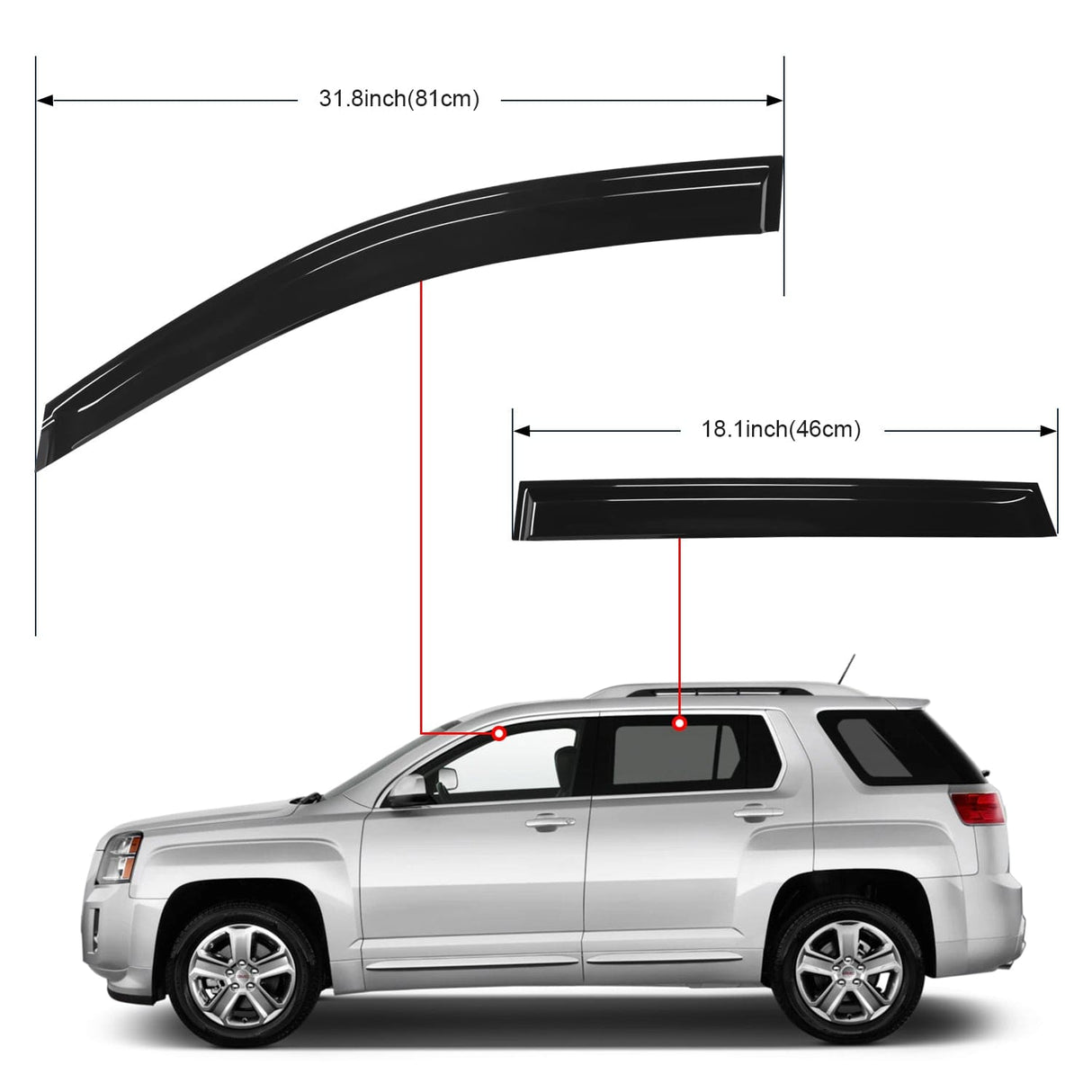 Rain Guards 4pcs Rain Guards For GMC Terrain 2010 2011 2012 2013 2014 2015 2016 2017