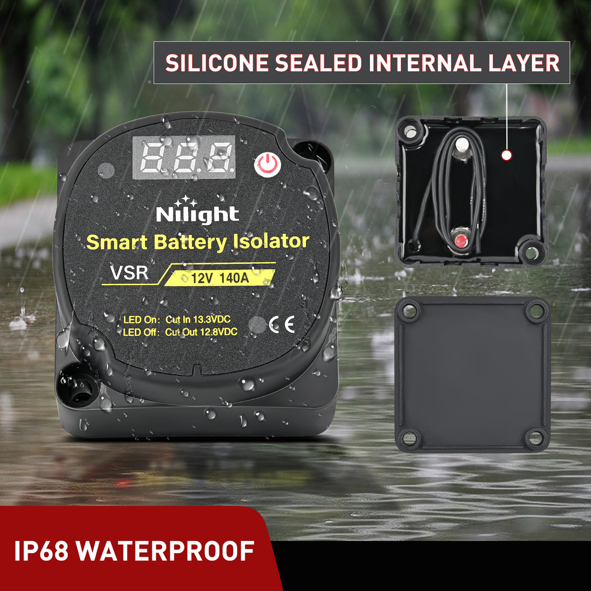 Nilight 12V 140 AMP Dual Battery Isolator Auto Manual Voltage Sensitive Relay with Digital Voltmeter Smart VSR Automatic Charger Disconnect w/Voltmeter for Truck RV UTV Boat Can Am