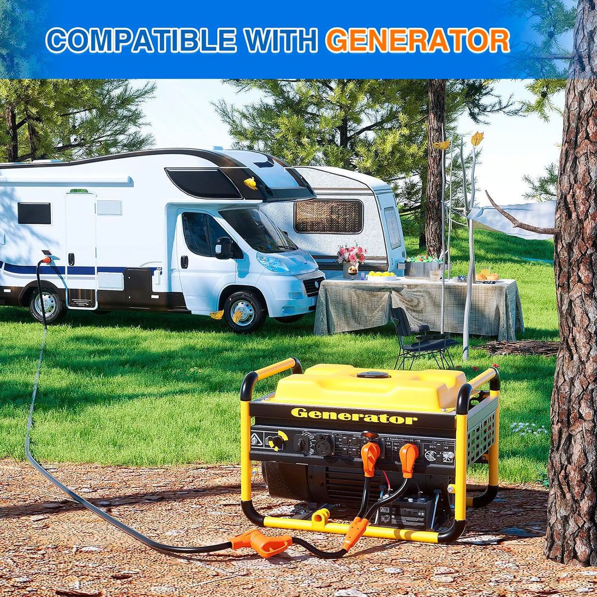 Nilight RV Y Splitter Adapter Cord 30 Amp to 50 Amp TT-30P Male Plug to 14-50R Female Receptacle Heavy Duty Electrical STW Wire Waterproof Cord for RV Camper Van Trailer