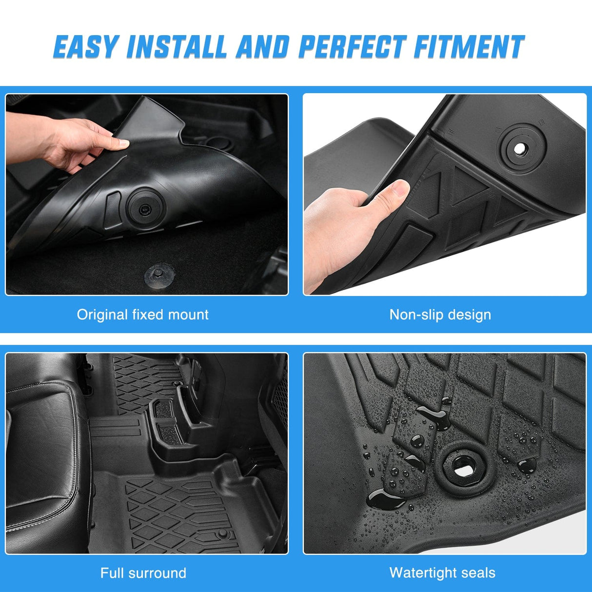 Floor Mat 2019 2020 2021 2022 2023 2024 2025 Chevy Silverado 1500 / GMC Sierra 1500 / 2020 2021 2022 2023 2024 2025 Chevrolet Silverado / GMC Sierra 2500HD 3500HD Crew Cab TPE Floor Mats