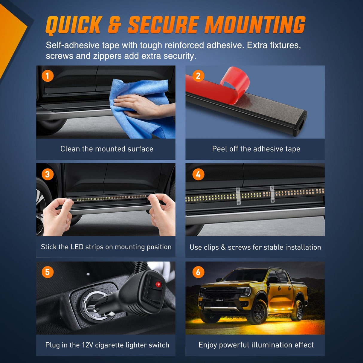 Led light Strip 2PCS 70 Inch Emergency Strobe Light Strip 1125 LED Running Board Lights Amber White Flexible Side Flashing Warning Caution Safety Waterproof for Truck Construction Vehicles Pickup