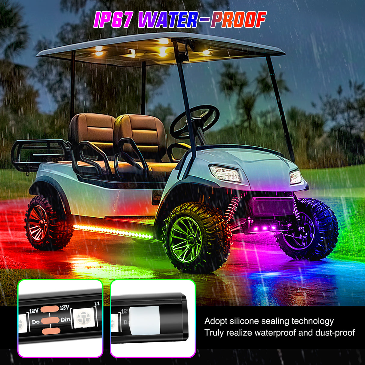 2Pcs Golf Cart Underglow Light Kit for EZGO Yamaha Club Car