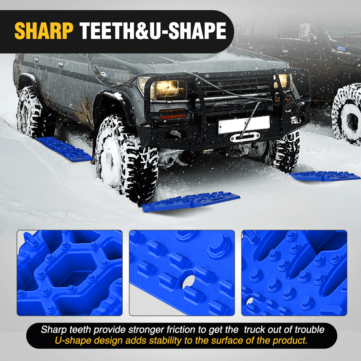 Recovery Accessories Off-Road Recovery Traction Boards For 4WD 4X4 with Jack Lift & Carry Bag (Blue)