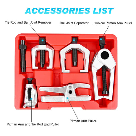 Ball Joint Press Ball Joint Separator Pitman Arm Puller Tie Rod End Tool 5 in 1 Front End Service Set