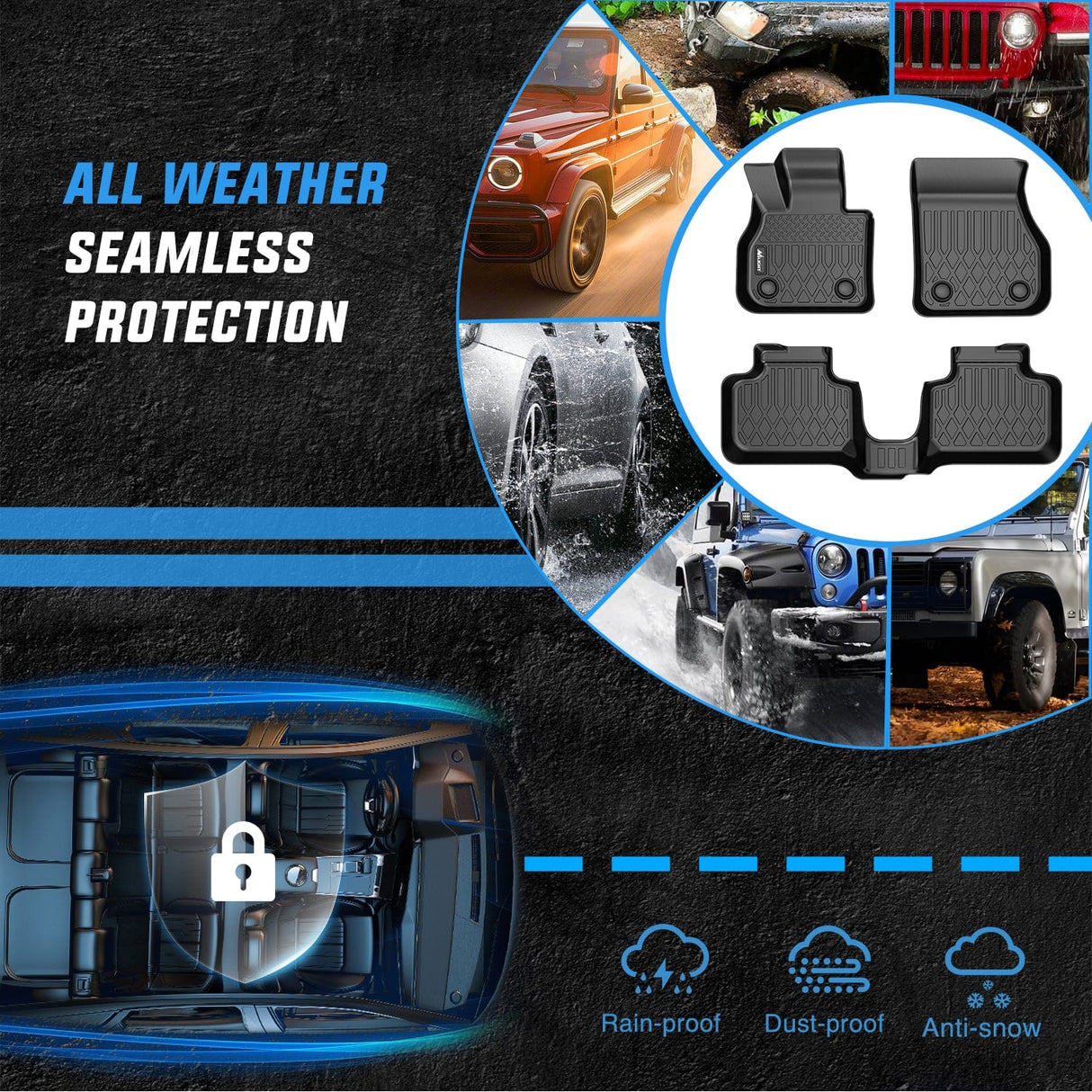 Floor Mat TPE Floor Mats for Mini Countryman F60 (Not for Manual Transmission) 2017 2018 2019 2020 2021 2022 2023 2024 All Weather Custom Fit Heavy Duty Floor Liners