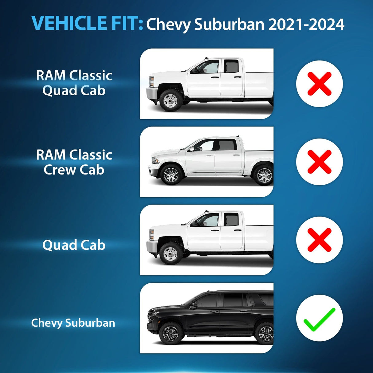 Rain Guards 4pcs Durable in Channel Rain Guards for Chevy Suburban 2021 2022 2023 2024 2025