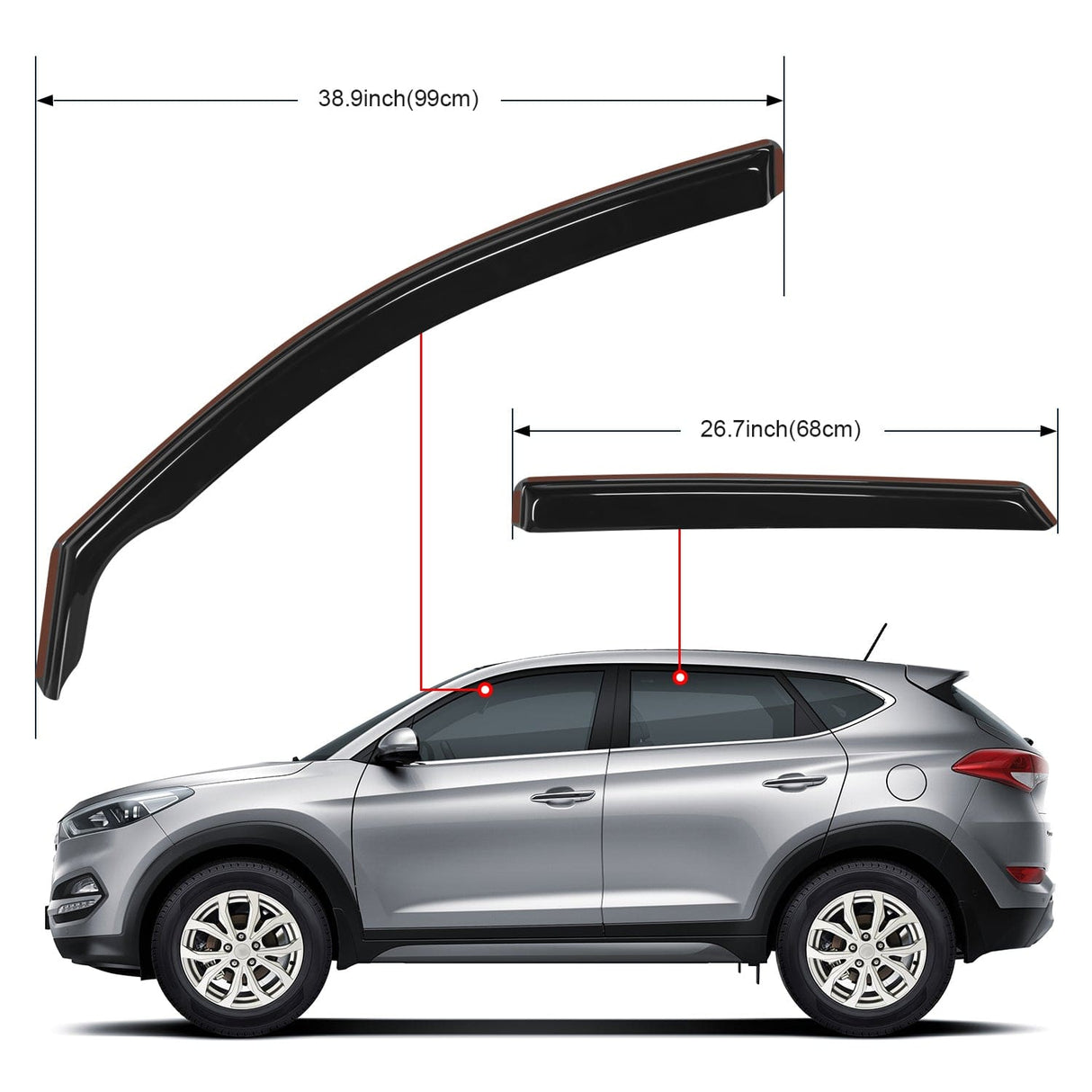 Rain Guards Rain Guards for Hyundai Tucson 2016 2017 2018 2019 2020 Window Deflectors, Vent Window Visors-4 Pieces
