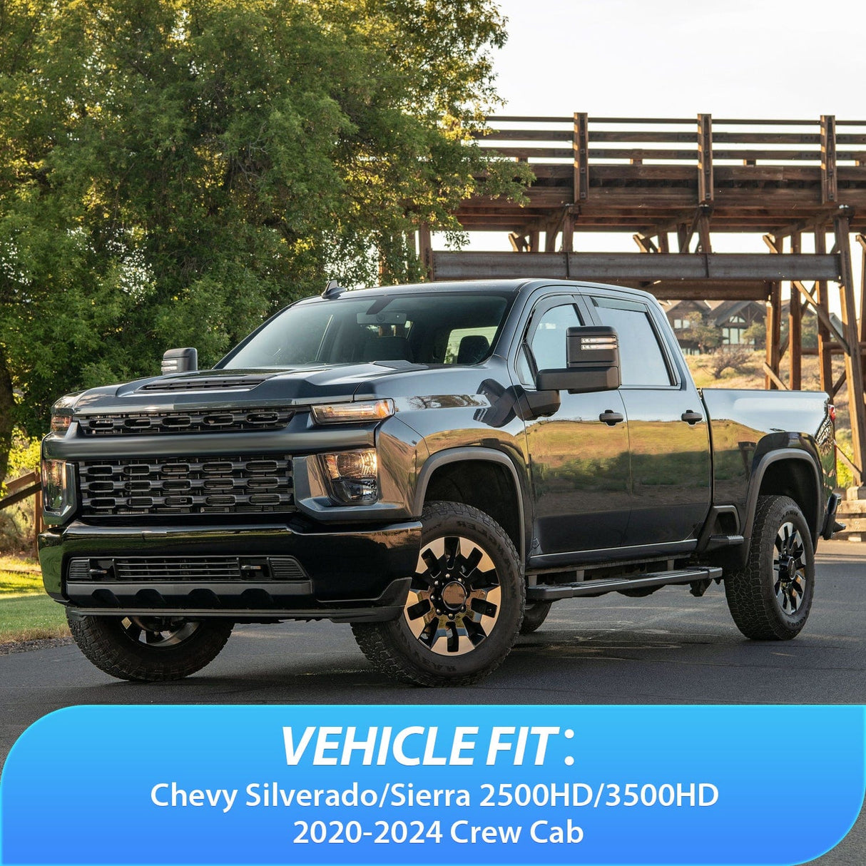 Rain Guards Rain Guards for Chevy Silverado/Sierra 2500HD/3500HD 2020 2021 2022 2023 2024 2025 Crew Cab Original Window Deflectors, Vent Window Visors-4PCS