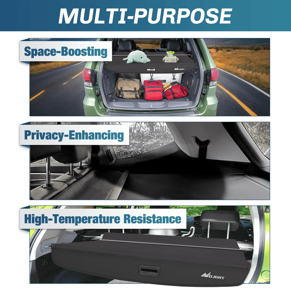 Trunk Cargo Cover 2015 2016 2017 2018 2019 2020 2021 2022 2023 Ford Edge Retractable Trunk Cargo Cover With Trunk Storage Net