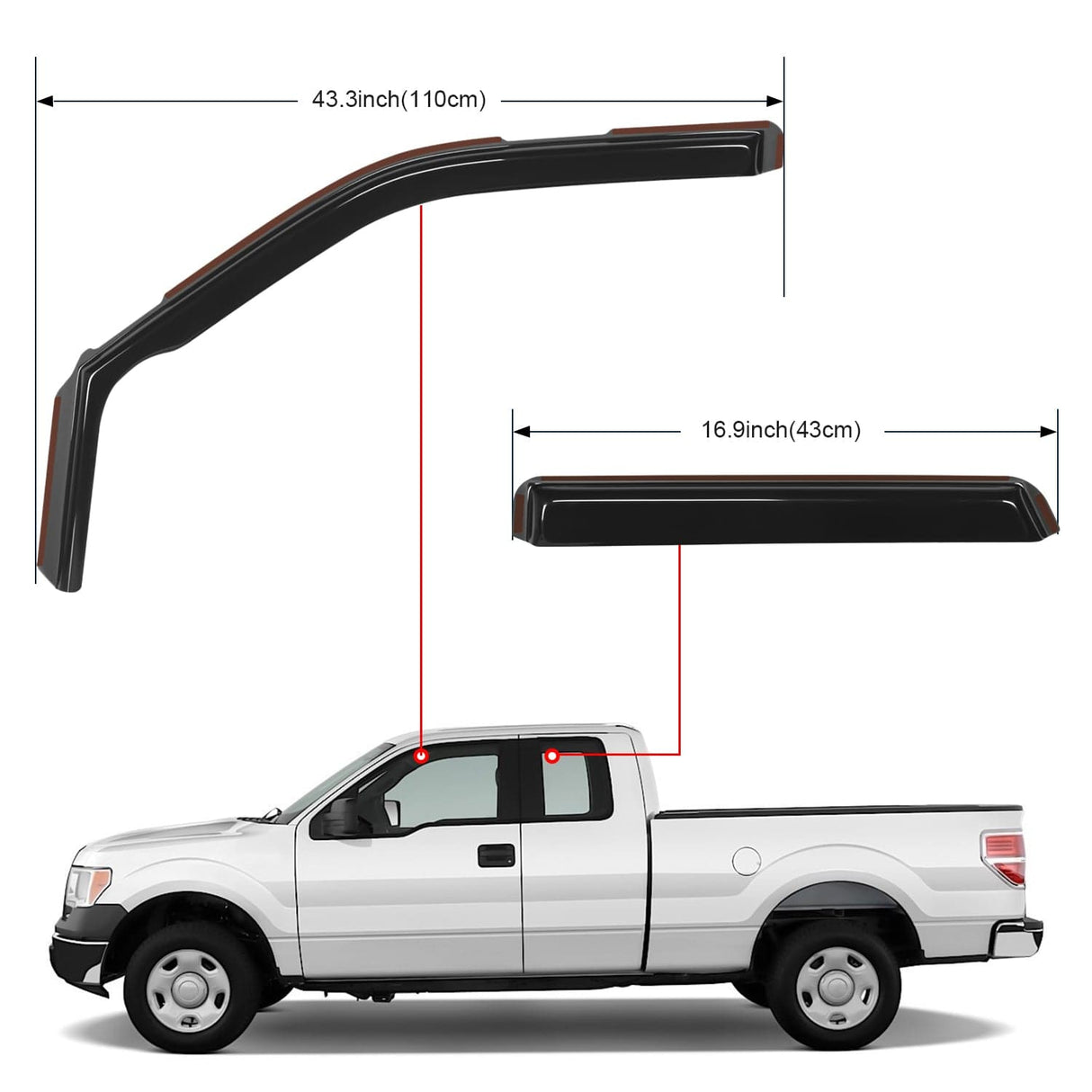 Rain Guards 4pcs Rain Guards for Ford F150 Raptor 2015 2016 2017 2018 2019 2020 Super Cab, F250 F350 F450 F550 Super Duty 2017 2017 2019 2020 2021 2022 2023 Super Cab