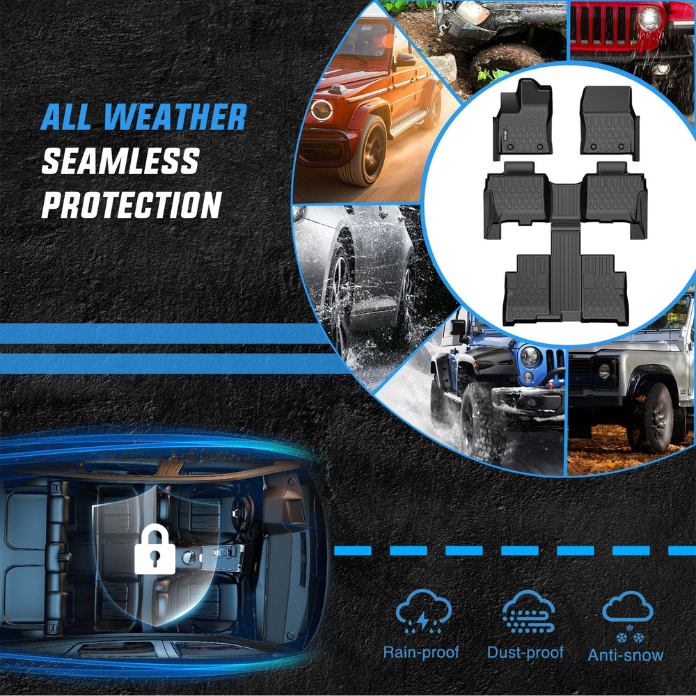 Floor Mat TPE Floor Mats for Toyota Sequoia 2023 2024 2025 All Weather Custom Fit Heavy Duty Floor Liners