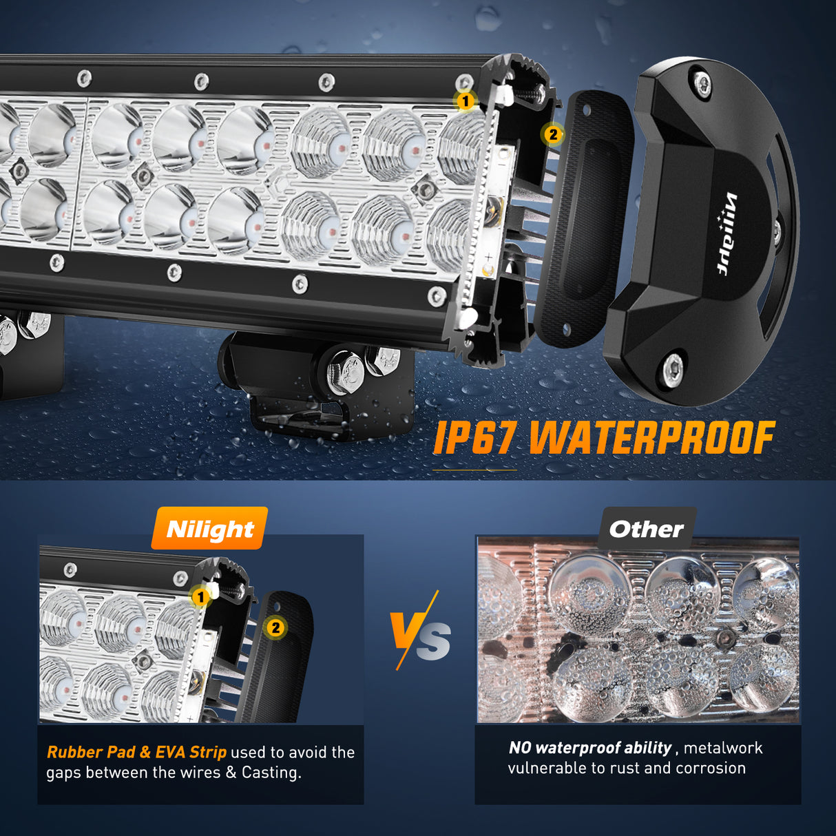 LED Light Bar LED Light Bar 20 Inch 126W Spot Flood Combo Red Beam Off Road Lamp Fishing Hunting Emergency Deck Work Lighting for Trucks UTV Pick-up Van Boat Tractor