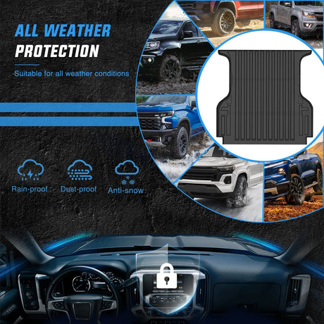 Truck Bed Mat 5ft Rubber Short Bed For 2019 2020 2021 2022 2023 2024 Ford Ranger