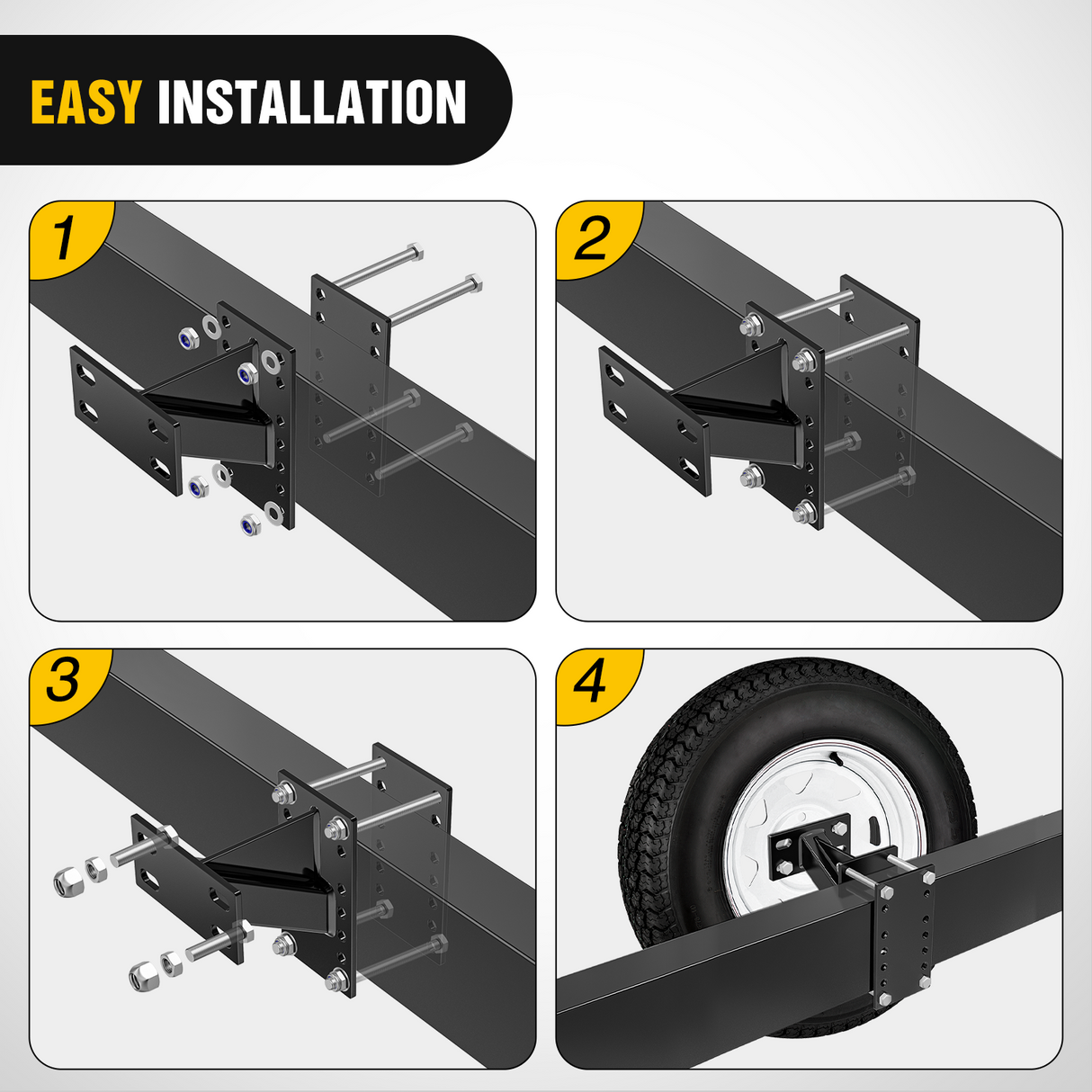 Nilight Spare Tire Carrier Trailer Spare Tire Mount Boat Trailer Carrier Bracket Utility Trailer Accessories Fits 4 & 5 & 6 Lugs Trailer Wheels on 4Inch 4.5Inch 4.75Inch 5Inch and 5.5Inch Bolt Patterns 150 Lbs
