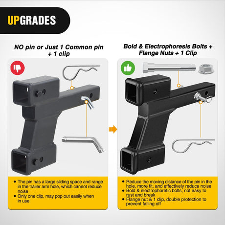 Trailer Hitch 2 Inch Trailer Dual Hitch Receiver with 2 & 6Inch Rise or Drop