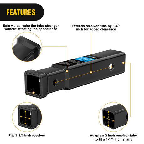 Trailer Hitch Trailer Hitch Receiver Adapter 2 to 1-1/4 Inch Hitch