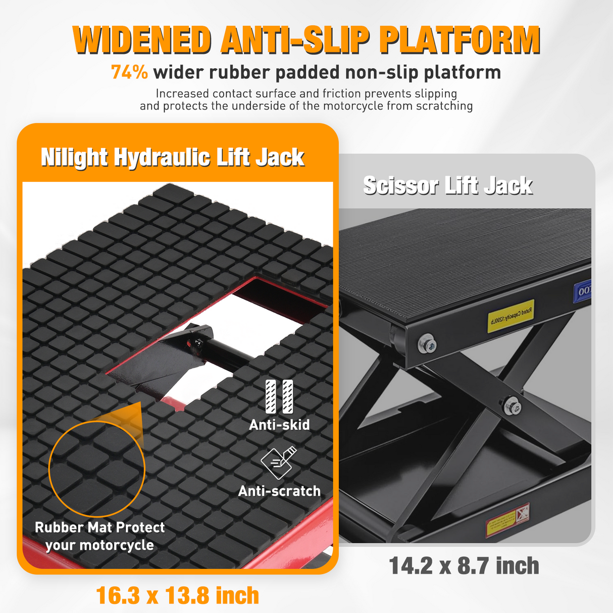 Motorcycle Lift Table Jack 300 LBS Heavy Duty Hydraulic Motorcycle Scissor Jack Lifts Table Foot Pedal with 4 Caster Wheels Wide Deck for Motorbike Dirt Bike ATV Garage Repair Tool, Red