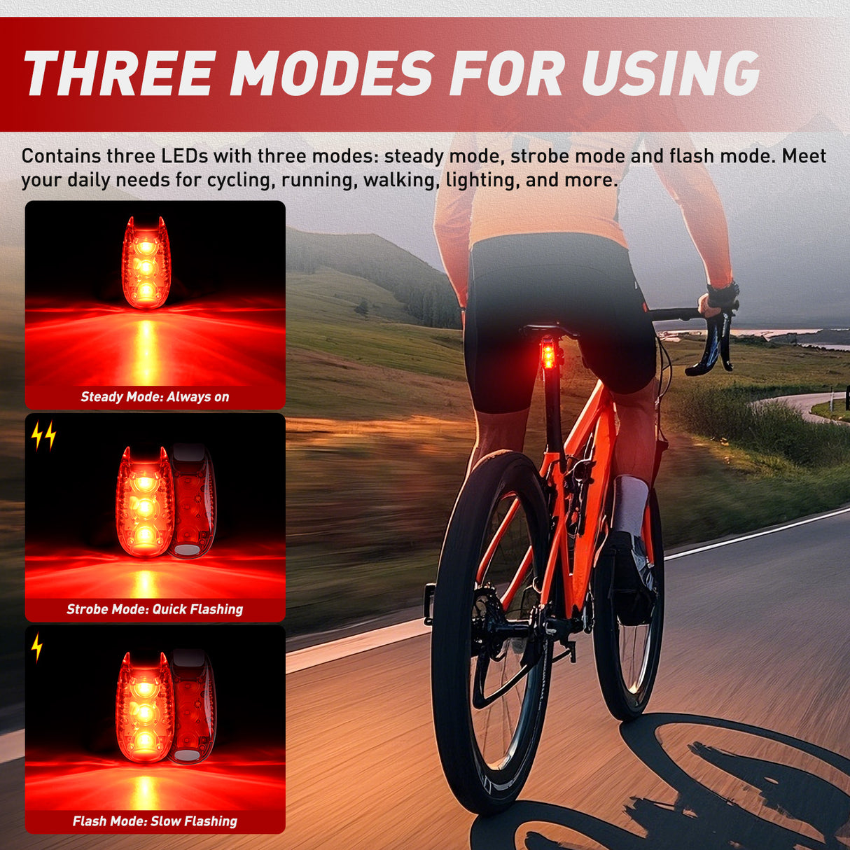 LED Safety Light 4PCS Red Green Marine Navigation Bike Tail Lights Three Modes Waterproof Reflective Gear Clip On Flash Strobe Indicator Lamp for Night Boating Fishing Cycling Jogging
