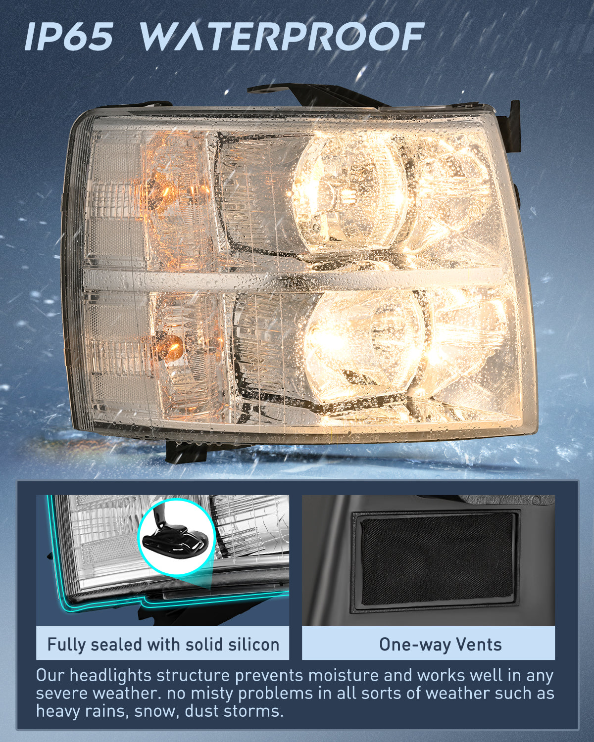 Nilight Headlight Assembly Compatible with 2007 2008 2009 2010 2011 2012 2013 Silverado 1500 2014 2500HD 3500HD Replacement Chrome Housing Clear Reflector