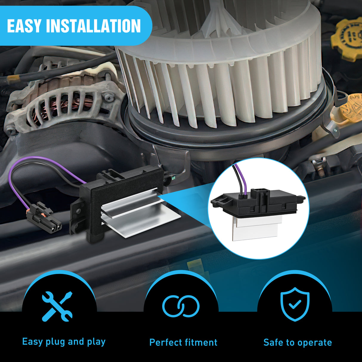 Nilight AC Blower Motor Resistor Blower Control Module Fit for Chevy Silverado 1500, GMC Envoy, Cadillac Escalade 2003 2004 2005 2006 2007 Replace 15-80567 89018778 52495874 4P1516