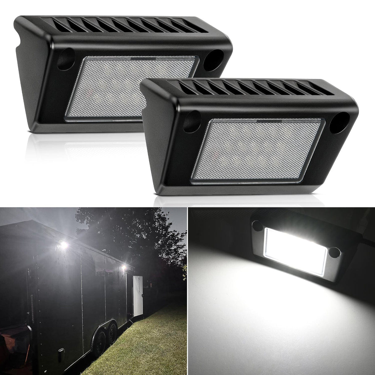 Area Lights RV Exterior Light 2PCS 5 Inch White Beam Porch Lights Black Aluminum