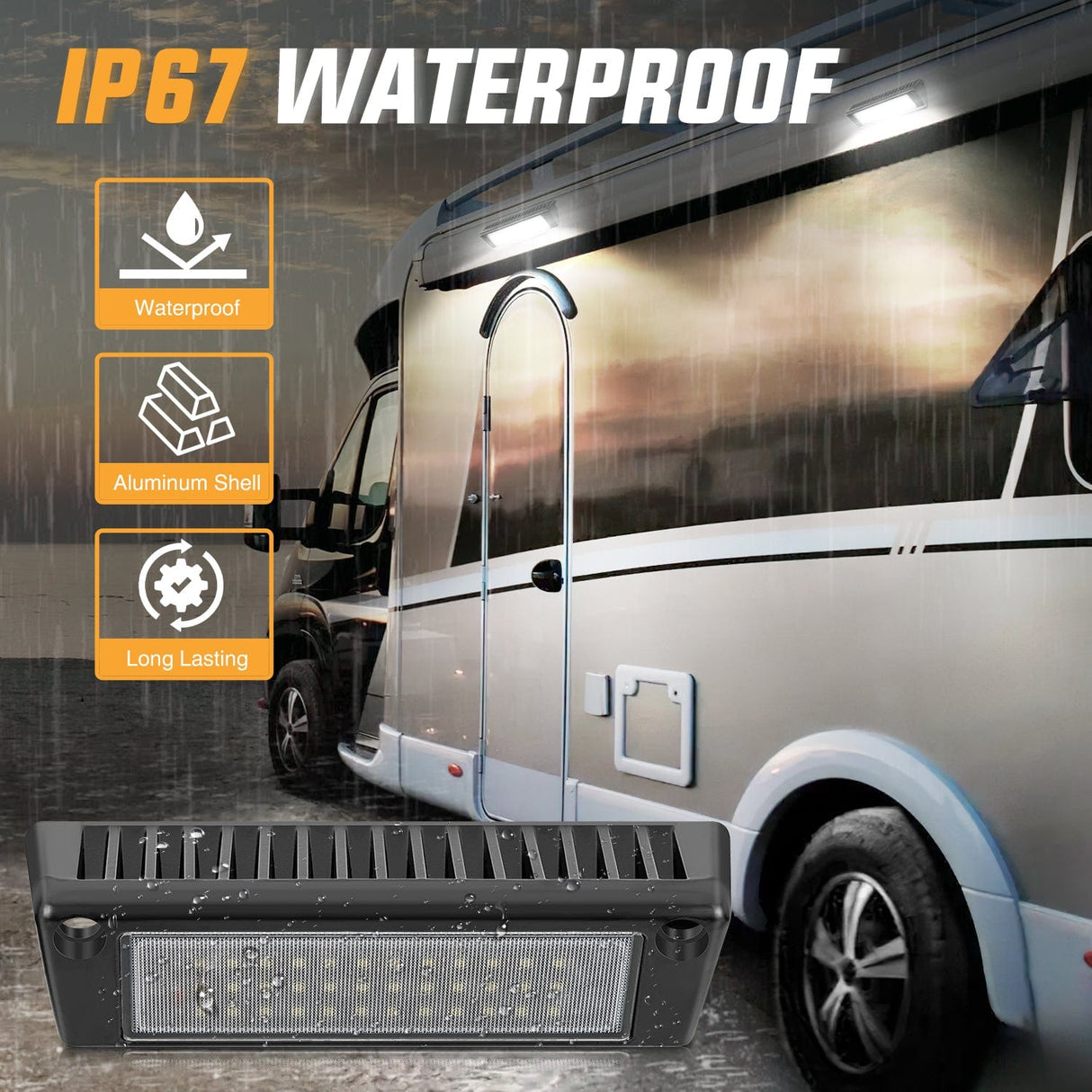 Area Lights RV Exterior Light 2PCS 9 Inch White Beam Porch Lights Black Aluminum