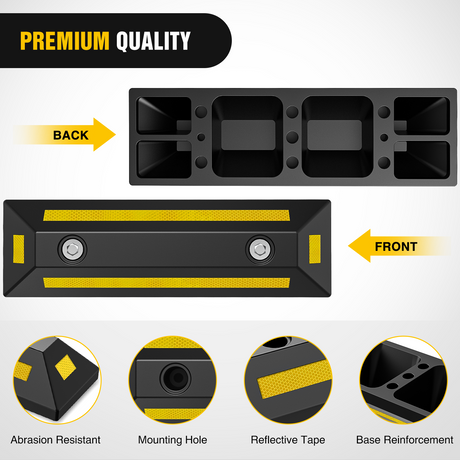 Nilight Parking Curb - Heavy Duty Rubber Garage Driveway Car Wheel Stopper Parking Aid Block Gadgets, 2-Pack