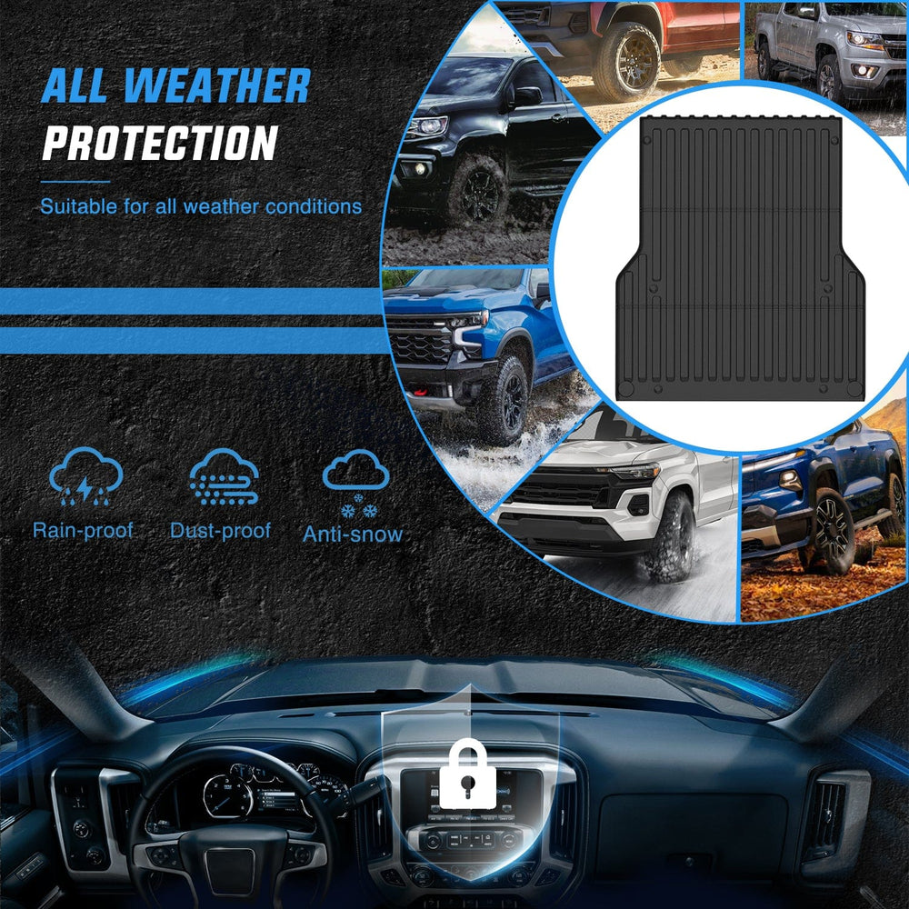 Truck Bed Mat 5ft Rubber Short Trunk Bed For 2005 2006 2007 2008 2009 2010 2011 2012 2013 2014 2015 2016 2017 2018 2019 2020 2021 2022 2023 Toyota Tacoma