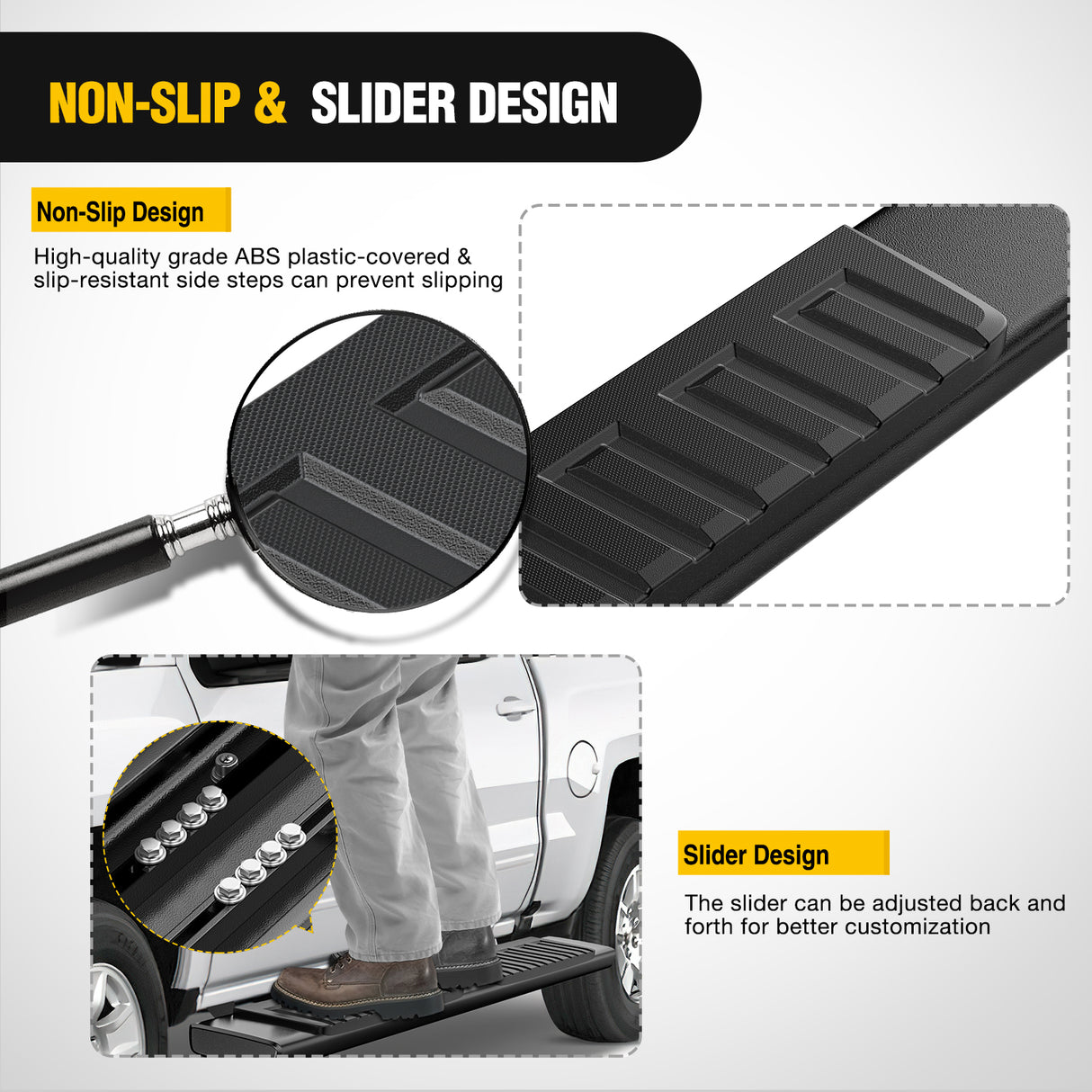 Nilight Running Boards 6 inch Side Step Nerf Bars Easy Bolt-On Installation
