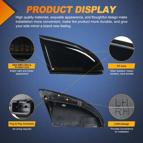 Signal Light Side Mirror Marker Light for 2009 2010 2011 2012 2013 2014 2015 2016 2017 2018 2019 2020 2021 2022 Dodge Ram 1500 1500 Classic 2500 3500