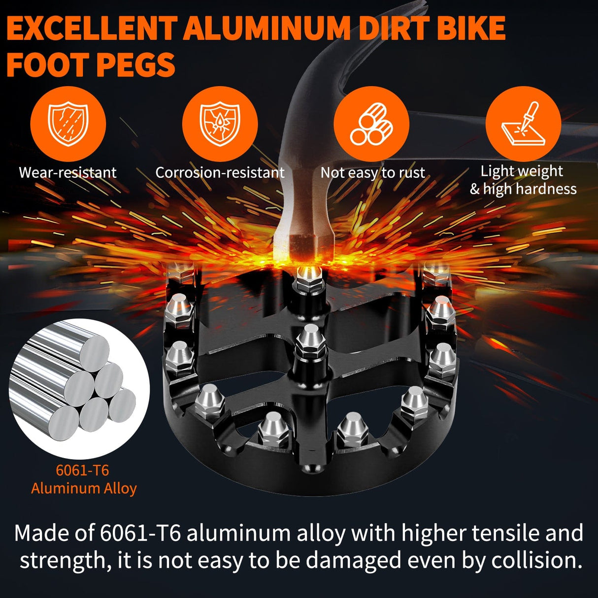 Motorcycle Foot Pegs Motorcycle Foot Pegs Dirt Bike Footpegs Fit for Kawasaki KLX110 2002-2023 KLX110L 2010-2023 KX60 1998-2003 CNC Foot Pegs for Motorcycles Heavy Duty Aluminum Alloy Foot Rests, Black