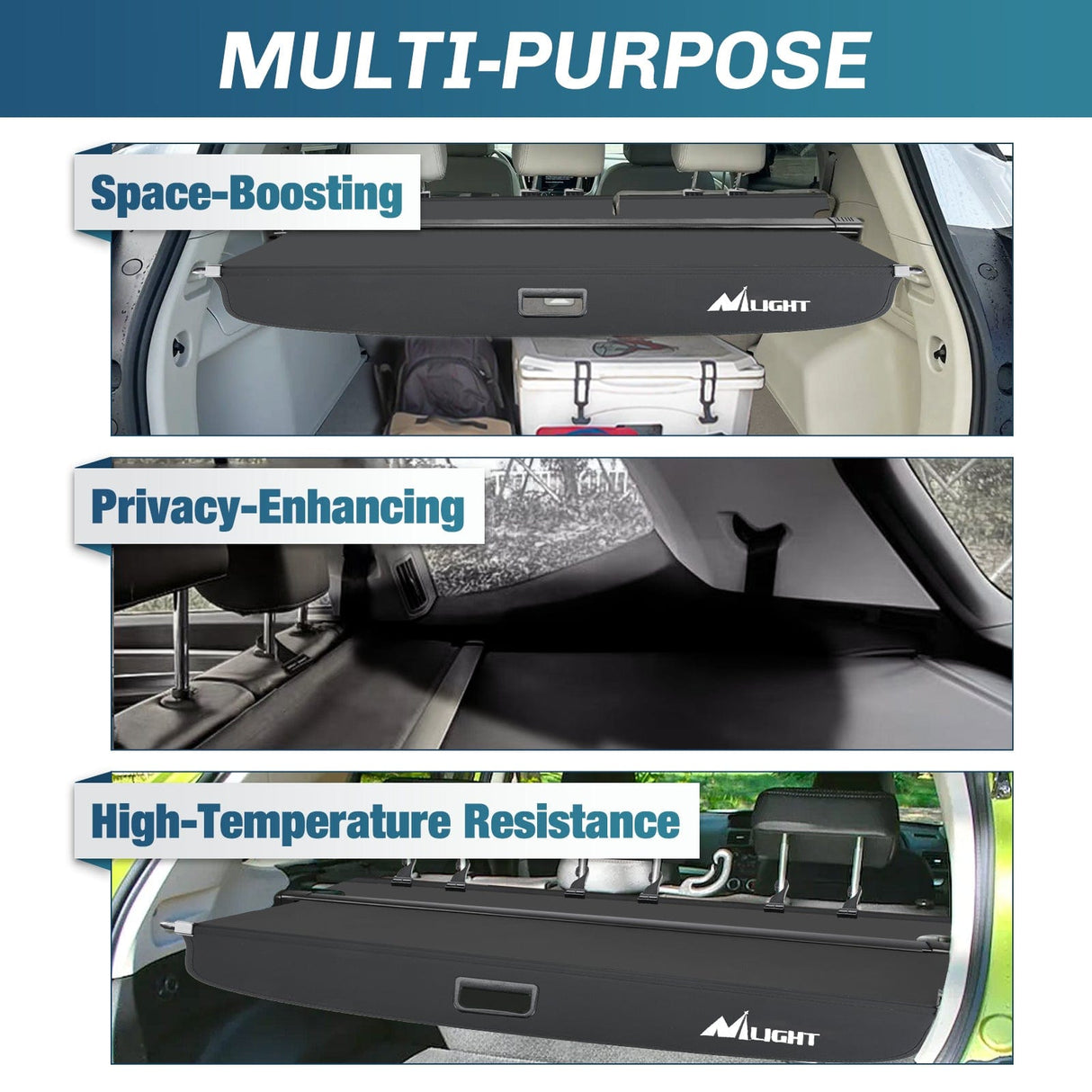 Trunk Cargo Cover Trunk Cargo Cover for VW Volkswagen Tiguan 2018 2019 2020 2021 2022 2023 2024, Retractable Privacy Security Shield Shade Rear Trunk Cover, with Trunk Storage Net